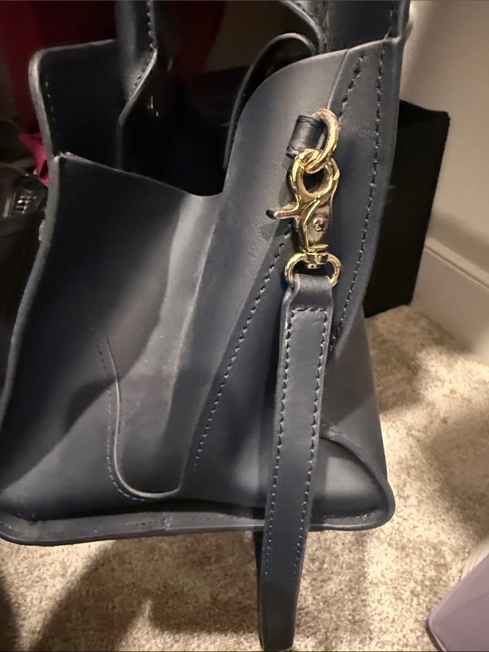 Zac Posen Floral-Appliqué Top Handle Satchel in Navy